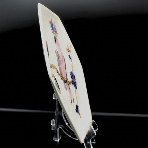 Antique Majolica Pink Cockatoo Plate William Brownfield Bird Raised Hexagon - Picture 3 of 6